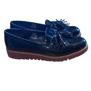 ZARA TASSELLED LOAFERS WITH CONTRAST PLATFORM SOLE Black womens size 8